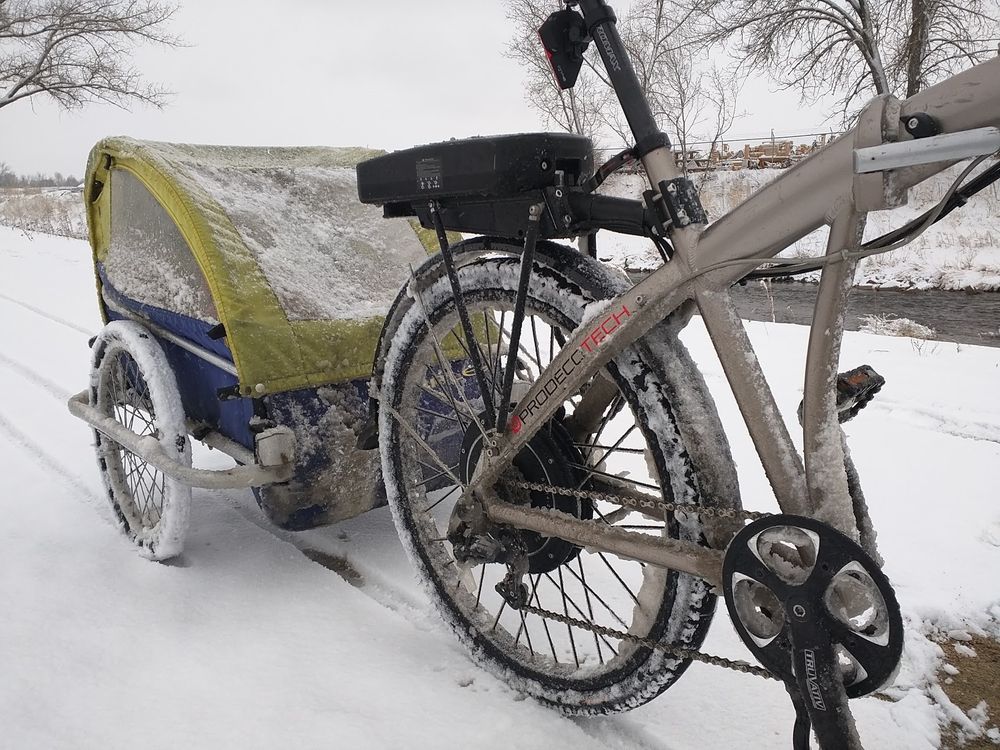 biking in the snow